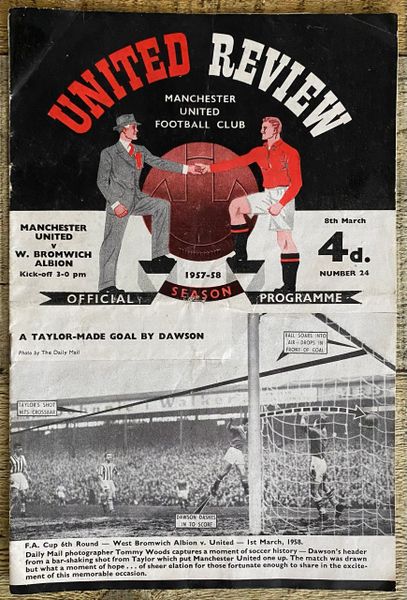 1957/58 ORIGINAL DIVISION ONE PROGRAMME MANCHESTER UNITED V WEST BROMWICH ALBION (TOKEN INTACT)