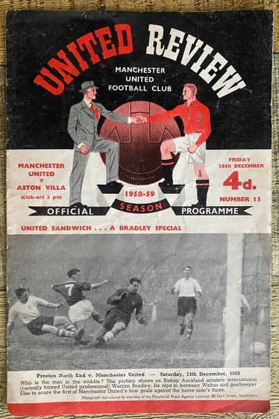 1958/59 ORIGINAL DIVISION ONE PROGRAMME MANCHESTER UNITED V ASTON VILLA (TOKEN INTACT)