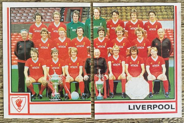 1981 ORIGINAL UNUSED PANINI FOOTBALL 81 STICKER TEAM GROUP LIVERPOOL 164 165