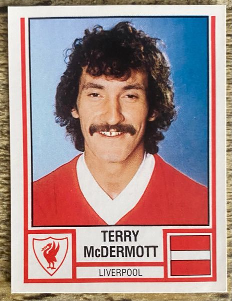 1981 ORIGINAL UNUSED PANINI FOOTBALL 81 STICKER TERRY MCDERMOTT LIVERPOOL 174