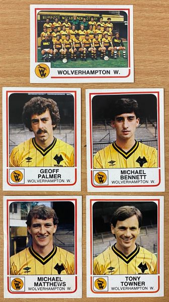 5X 1984 ORIGINAL UNUSED PANINI FOOTBALL 84 STICKERS WOLVERHAMPTON WANDERERS