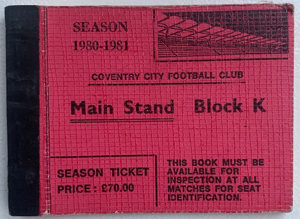 1980/81 ORIGINAL SEASON TICKET COVENTRY CITY