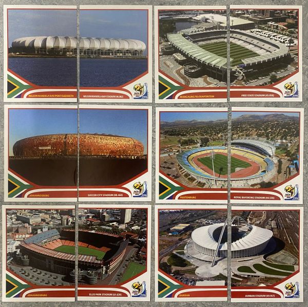 12X 2010 PANINI WORLD CUP SOUTH AFRICA ORIGINAL STADIUMS UNUSED STICKERS