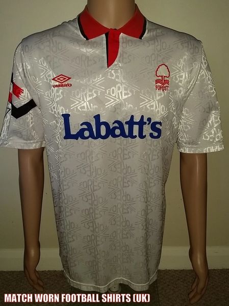 1992/3 UMBRO NOTTINGHAM FOREST MATCH ISSUE AWAY SHIRT #9