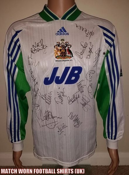 1998/99 WIGAN ATHLETIC SIGNED ADIDAS MATCH WORN AWAY SHIRT #12