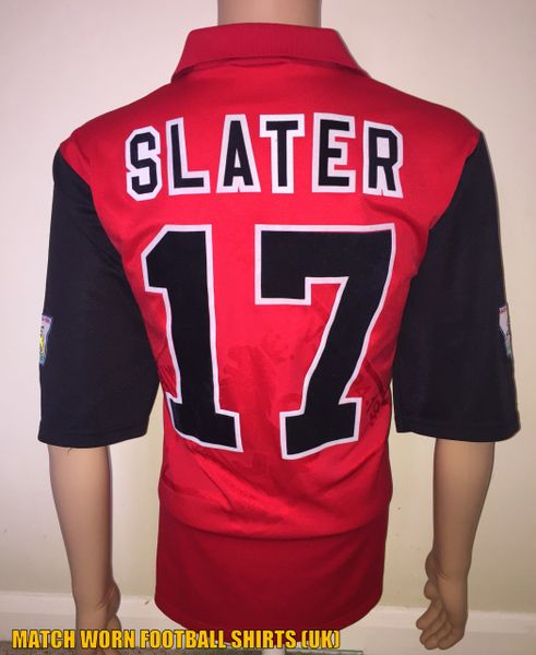 1995/96 MATCH ISSUE BLACKBURN ROVERS AWAY SHIRT SLATER #17