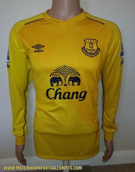 2015/16 EVERTON MATCH ISSUE GOALKEEPERS SHIRT RUSSELL GRIFFITHS #45