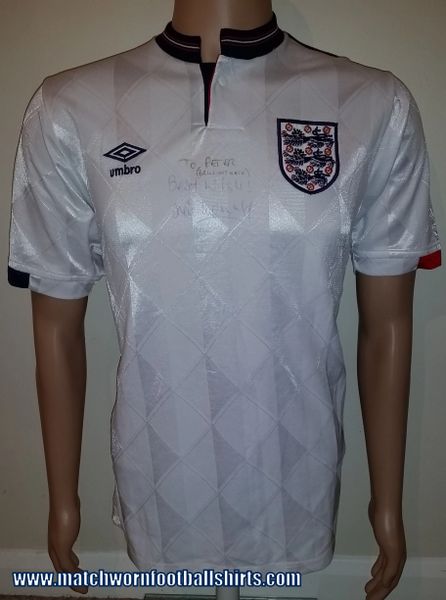 1989 MATCH WORN/ISSUED ENGLAND U21 UMBRO HOME SHIRT (MCDONALD #14)