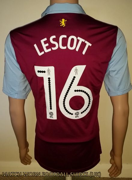 2016/17 ASTON VILLA MATCH ISSUE AWAY SHIRT LESCOTT #16