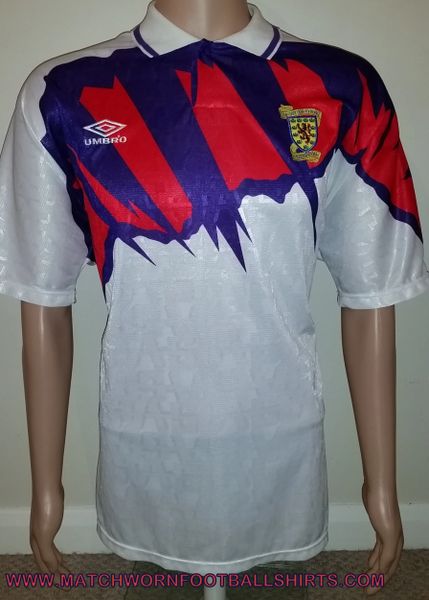 1992/93 SCOTLAND MATCH ISSUE SHIRT UMBRO AWAY SHIRT #3