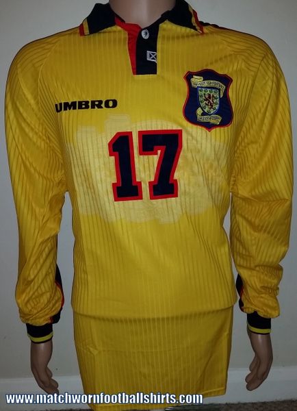 1998 SCOTLAND MATCHWORN UMBRO AWAY SHIRT #17