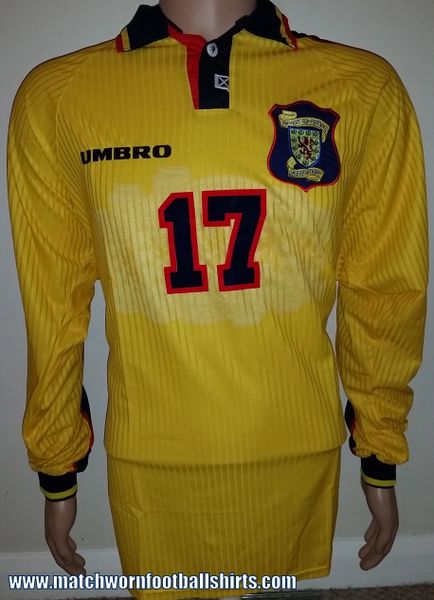 1998 SCOTLAND MATCHWORN UMBRO AWAY SHIRT #17