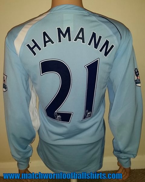 2008-09 MANCHESTER CITY MATCH ISSUE HOME L/S SHIRT HAMANN #21