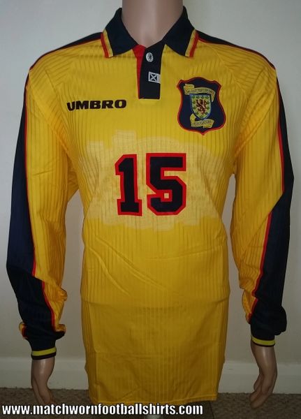 1998 SCOTLAND MATCHWORN UMBRO AWAY SHIRT #15