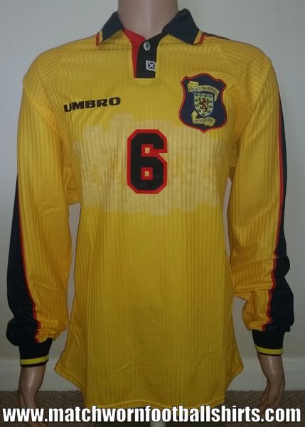 1998 SCOTLAND MATCHWORN UMBRO AWAY SHIRT #6