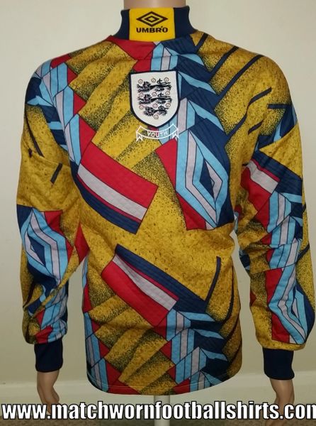 1994 ENGLAND MATCH WORN YOUTH UMBRO GOALKEEPERS SHIRT #1