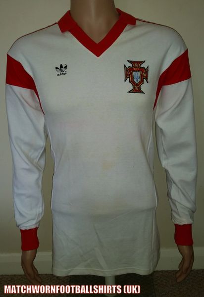 1987 PORTUGAL MATCH WORN ADIDAS AWAY SHIRT #18