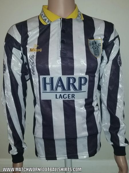 1995 MATCH WORN NOTTS COUNTY SHIRT WORN AND SIGNED BY D.YATES #5