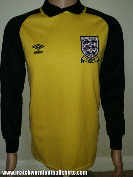 ENGLAND UMBRO 1985 MATCH WORN GOALKEEPERS SHIRT #13 ALAN MILLER