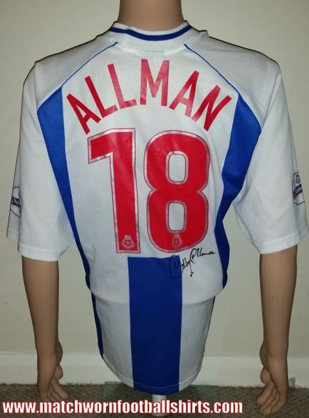 2001 COLCHESTER UNITED MATCH WORN HOME SHIRT ALLMAN #18