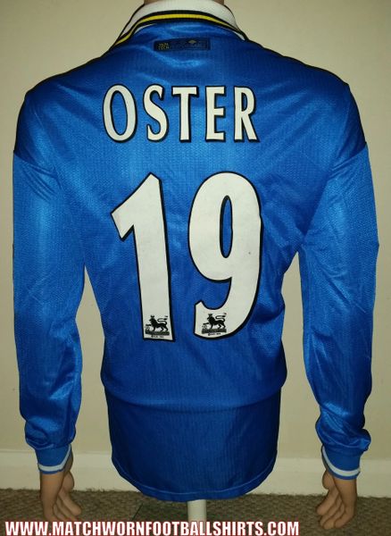 1997/98 EVERTON MATCH WORN HOME SHIRT OSTER #19