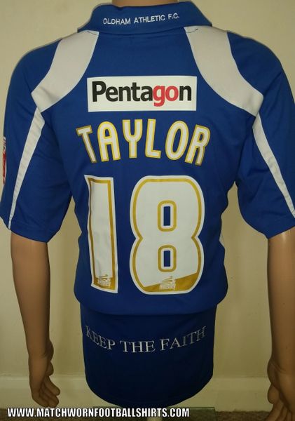 2008/09 OLDHAM ATHLETIC MATCH WORN HOME SHIRT TAYLOR #18