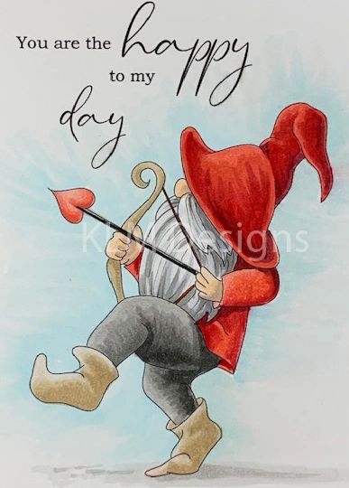 Download Cupid Gnome Digital Stamp- Black & White