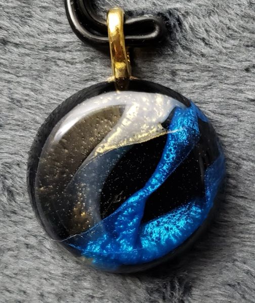 Resin Swirl Pendant - blue and gold