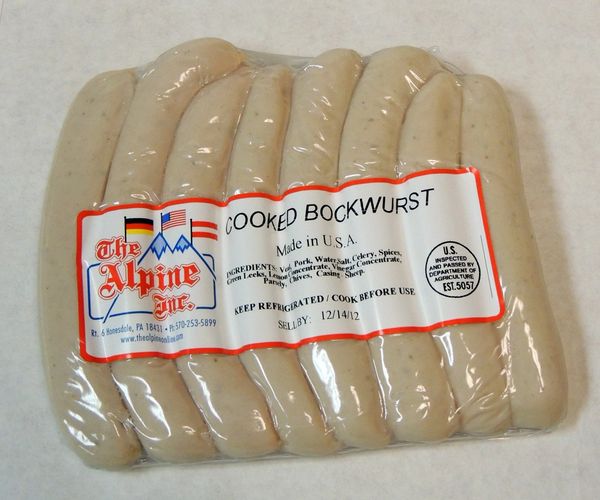 Alpine Bockwurst German Sausage Made From Ground Pork And Veal The Alpine