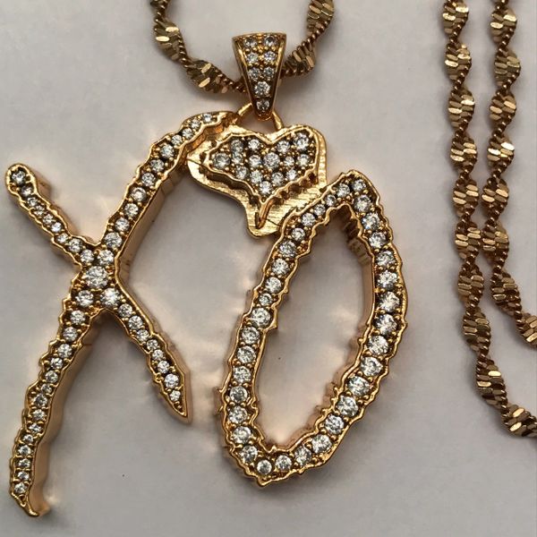 Large Iced Out 20k Gold Plated XO Chain (Short) | The one & only XO ...