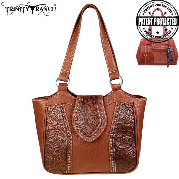 Trinity Ranch Tooled Conceal Carry Purse Brown The Wicked Pony Tack Store & Cowgirl Boutique