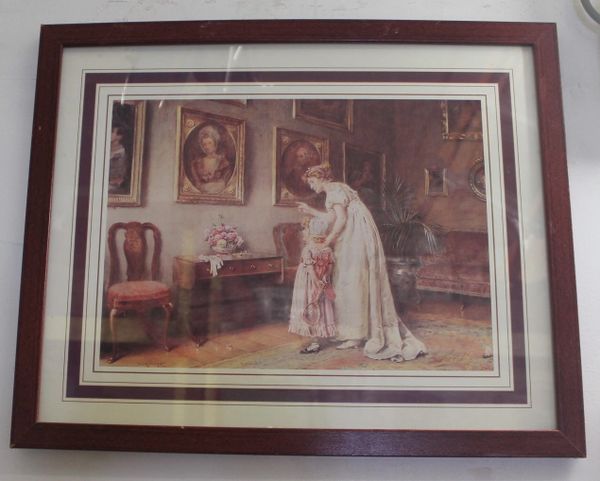 Wood Framed Victorian Print Picture