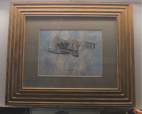 Curtiss NC-4 1919 Bi Plane in Wood Framed Painting Picture
