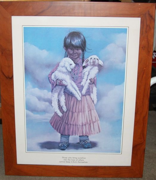 "Native Girl with Lambs" Print