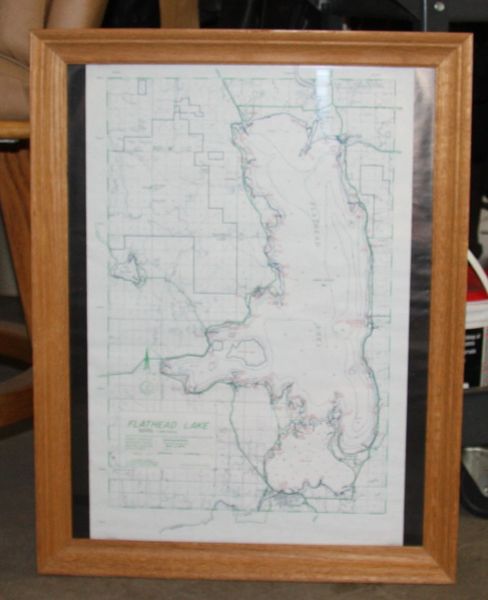 Framed Map of Flathead Lake