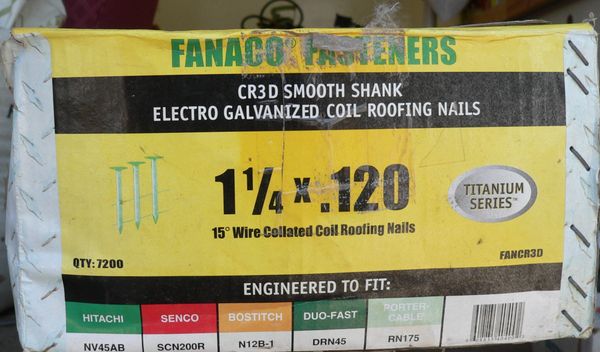 14.5 lbs 1 1/2" x .120 15 degree Wire Collated Coil-Roofing Nails