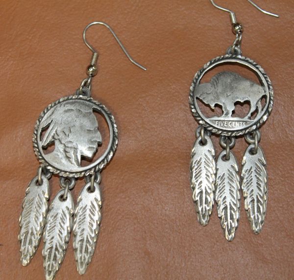 Silver Buffalo/Indian Head Earrings
