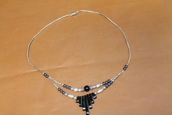 Beaded Silver/Black Necklace
