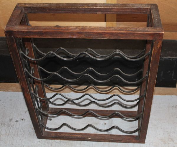 20 Bottle Metal and Wood Wine Rack