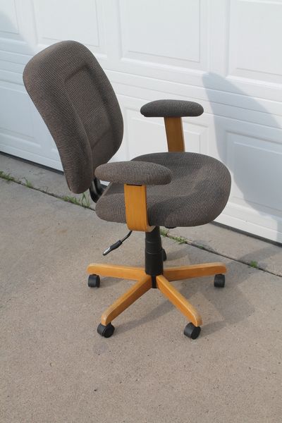 Neutral Color Fabric Arm Chair With Padded Arms