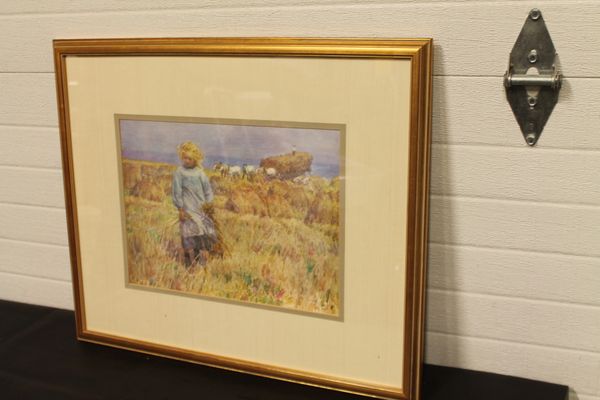 Girl In Hayfield Framed Print