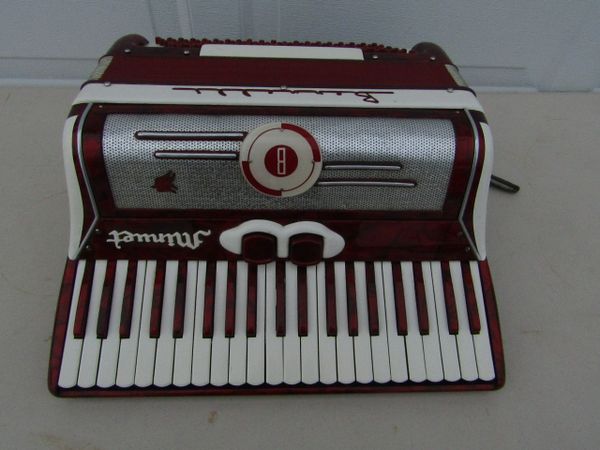 Red Vintage Bernelli Minuet Accordion With Original Case