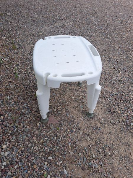 White Plastic Shower Stool With Adjustable Legs