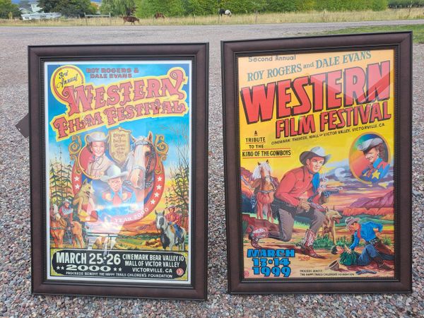 Large Western Film Festival Framed Poster Art Tribute to Roy Rogers and Dale Evans