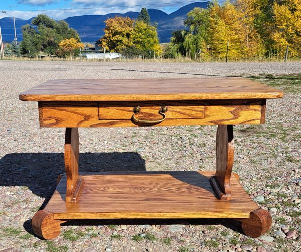 Solid Oak Coffee Table with Drawer