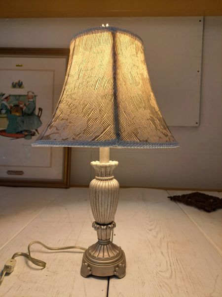 Silver Lamp with Fabric Shade