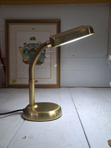 Brass Adjustable Gooseneck Desk Lamp w/ Heavy Duty Cord
