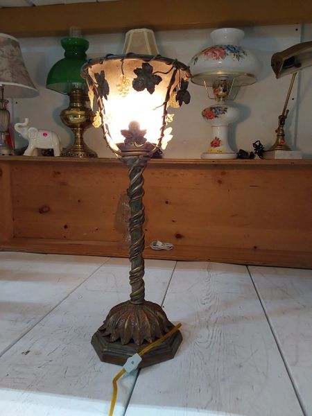Table Torch Lamp with Grapes and Grape Leaves Decoration