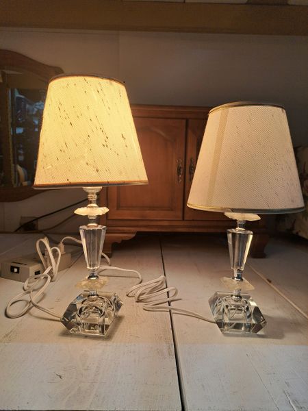 Pair of Vintage Small Glass Lamps