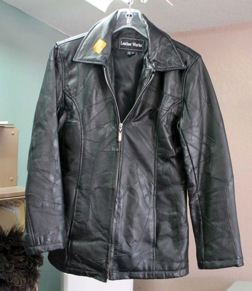 Leatherworks Ladies Small Black Leather Jacket